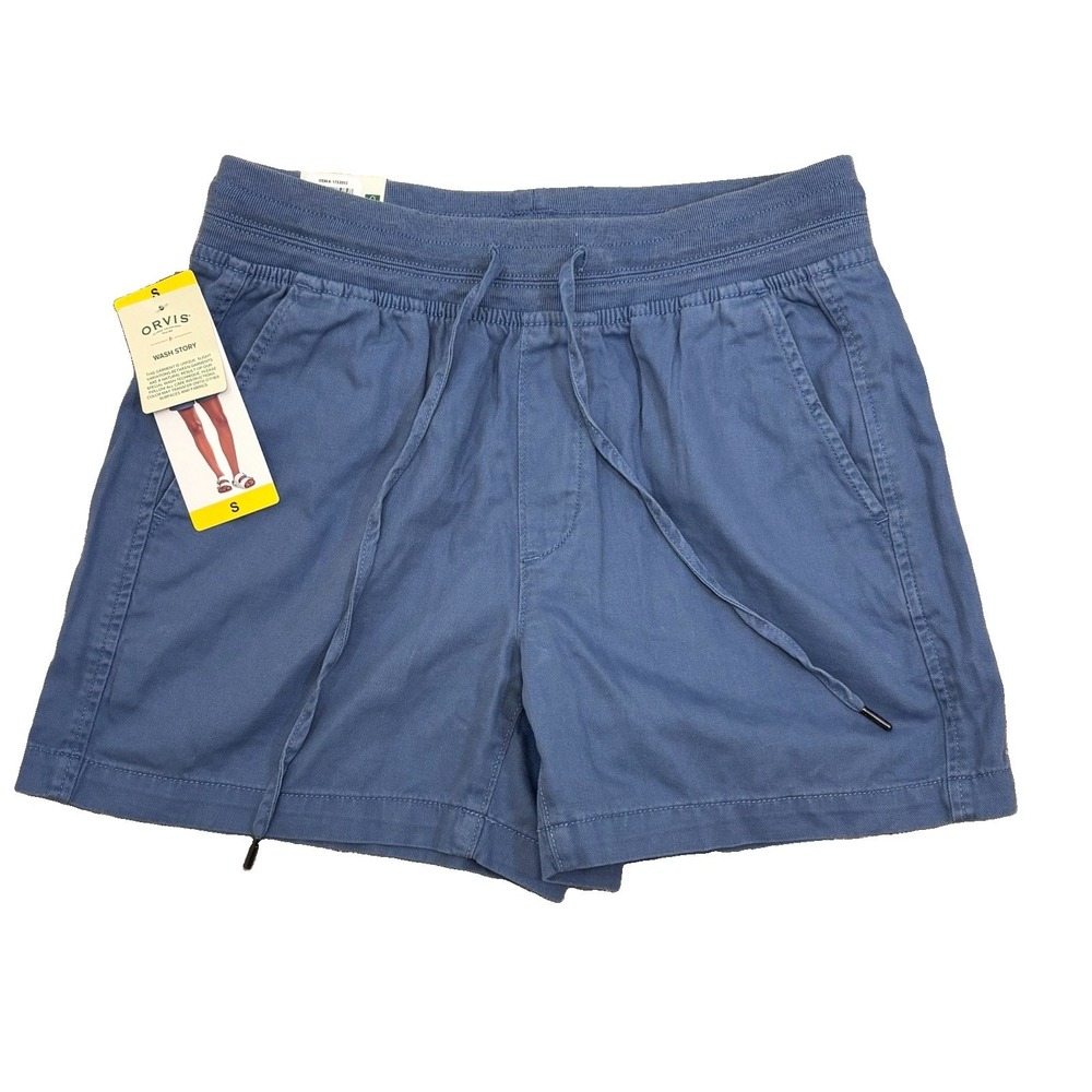 Orvis Women's Pull-On Casual Shorts, Blue Sz Small  Cotton Blend Drawstring NWT